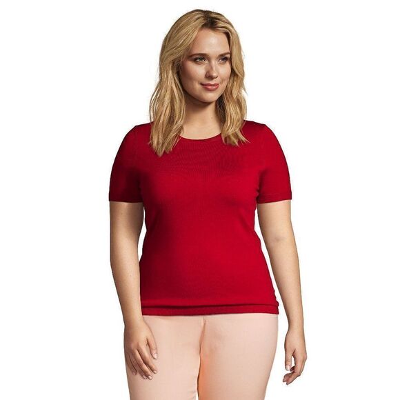Lands' End Plus Size Short Sleeve Performance Sweater - Picture 1 of 5
